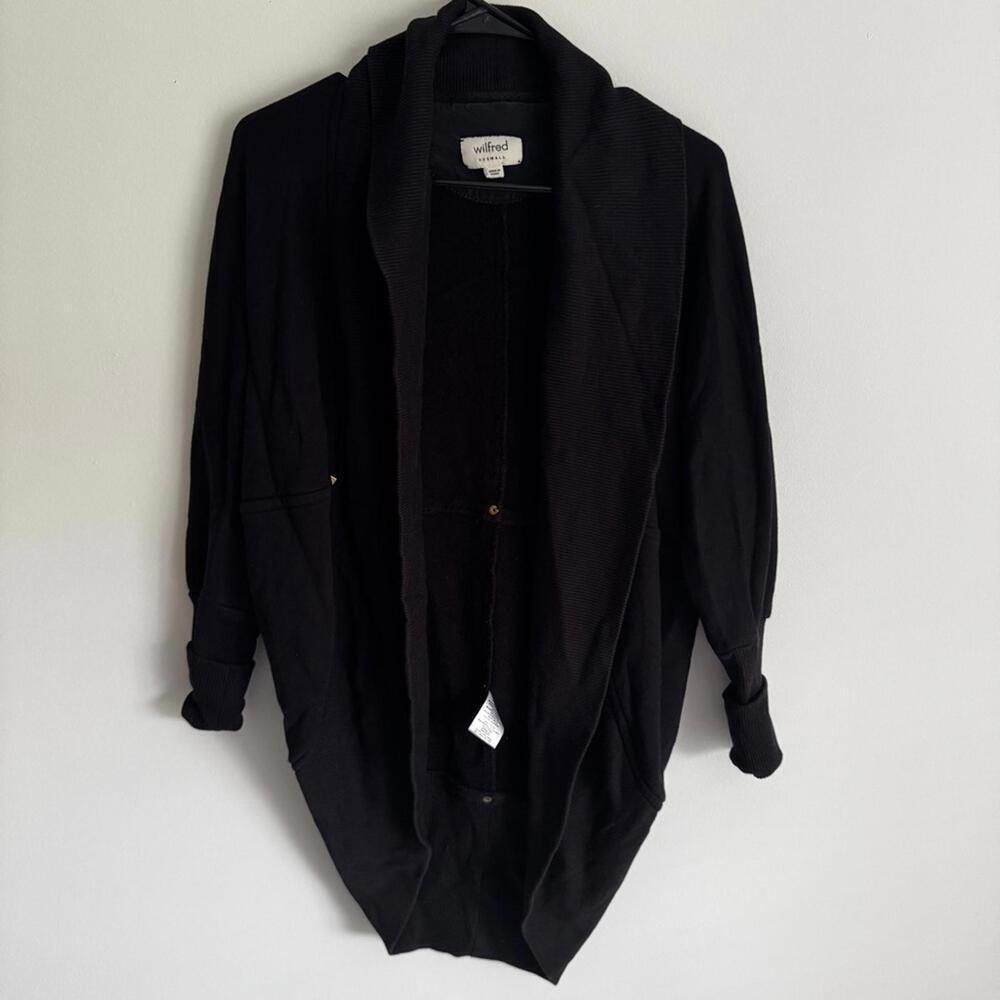 đ¤ Aritzia Wilfred Relaxed Diderot Cocoon Cardigan Sweater Black Studded - Picture 2 of 8